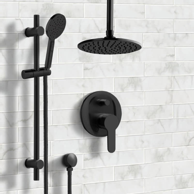 Shower Faucet, Remer SFR59, Matte Black Ceiling Shower Set with 8